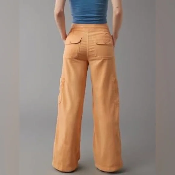 American Eagle Outfitters Orange Wide-Leg Pants - Picture 2 of 3